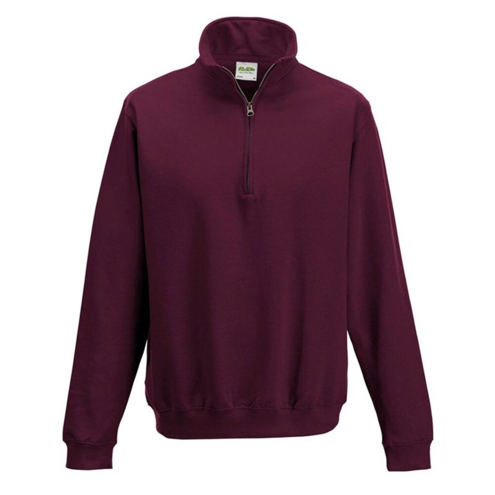Awdis Mens Sophomore Zip Neck Sweatshirt / Burgundy